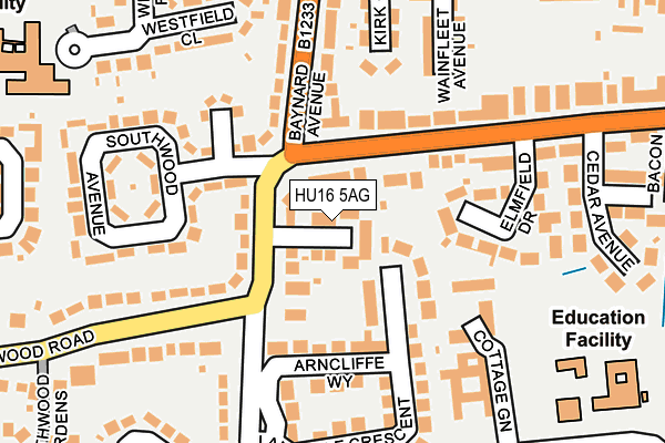 HU16 5AG map - OS OpenMap – Local (Ordnance Survey)