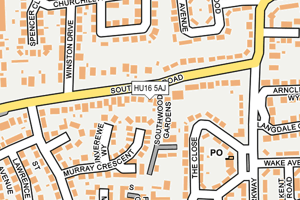 HU16 5AJ map - OS OpenMap – Local (Ordnance Survey)