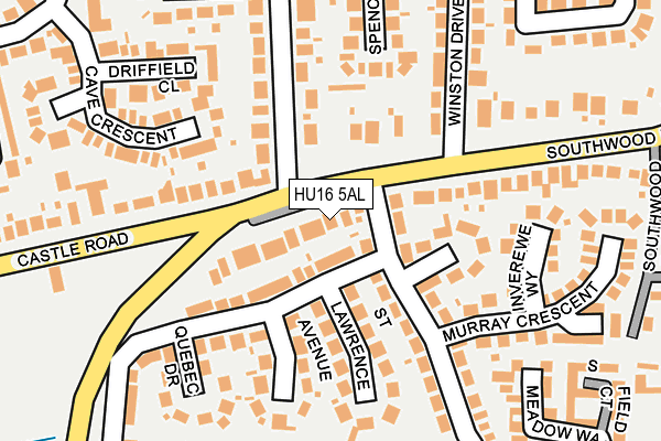 HU16 5AL map - OS OpenMap – Local (Ordnance Survey)