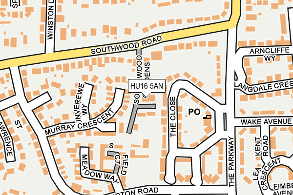 HU16 5AN map - OS OpenMap – Local (Ordnance Survey)