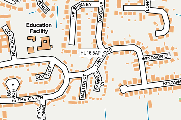 HU16 5AP map - OS OpenMap – Local (Ordnance Survey)