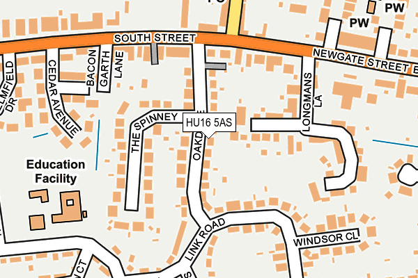 HU16 5AS map - OS OpenMap – Local (Ordnance Survey)