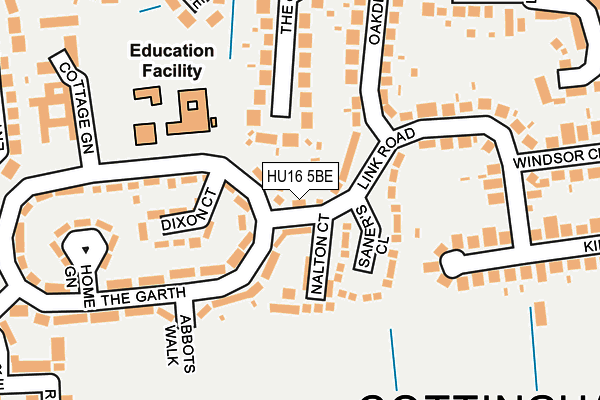 HU16 5BE map - OS OpenMap – Local (Ordnance Survey)