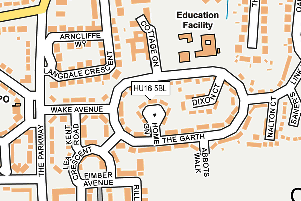 HU16 5BL map - OS OpenMap – Local (Ordnance Survey)