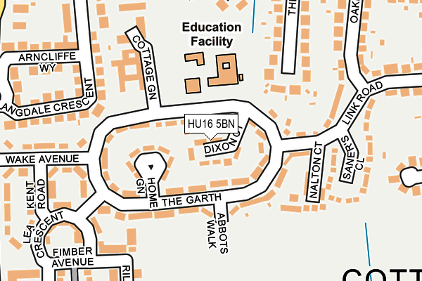 HU16 5BN map - OS OpenMap – Local (Ordnance Survey)