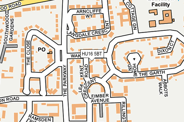 HU16 5BT map - OS OpenMap – Local (Ordnance Survey)