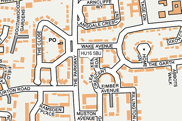 HU16 5BU map - OS OpenMap – Local (Ordnance Survey)