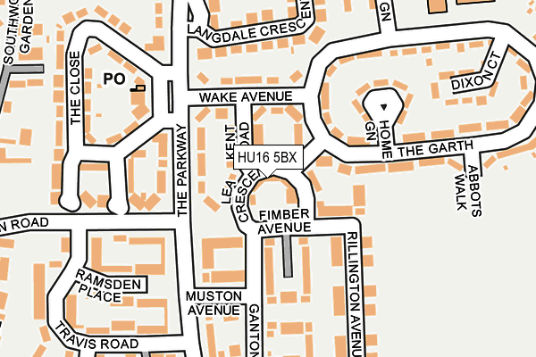 HU16 5BX map - OS OpenMap – Local (Ordnance Survey)