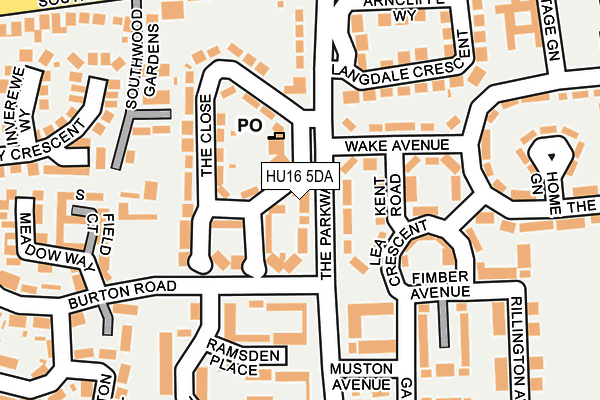 HU16 5DA map - OS OpenMap – Local (Ordnance Survey)