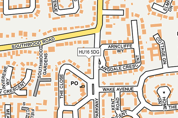 HU16 5DG map - OS OpenMap – Local (Ordnance Survey)