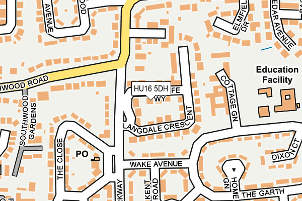 HU16 5DH map - OS OpenMap – Local (Ordnance Survey)