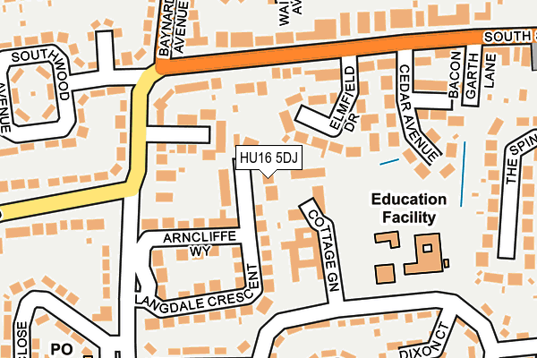 HU16 5DJ map - OS OpenMap – Local (Ordnance Survey)