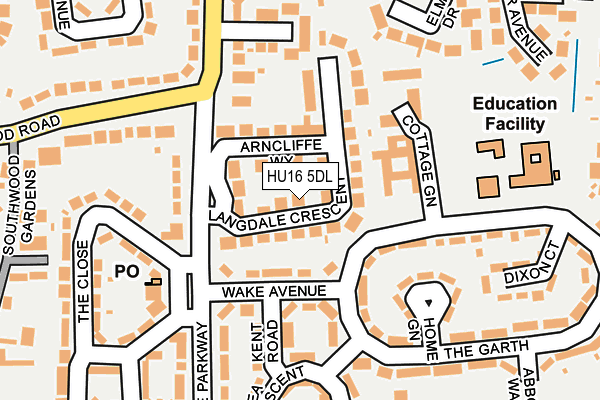 HU16 5DL map - OS OpenMap – Local (Ordnance Survey)