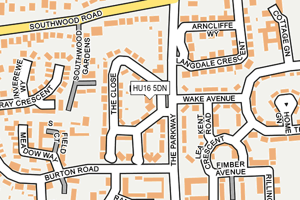 HU16 5DN map - OS OpenMap – Local (Ordnance Survey)