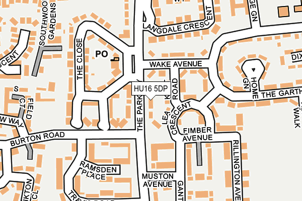 HU16 5DP map - OS OpenMap – Local (Ordnance Survey)