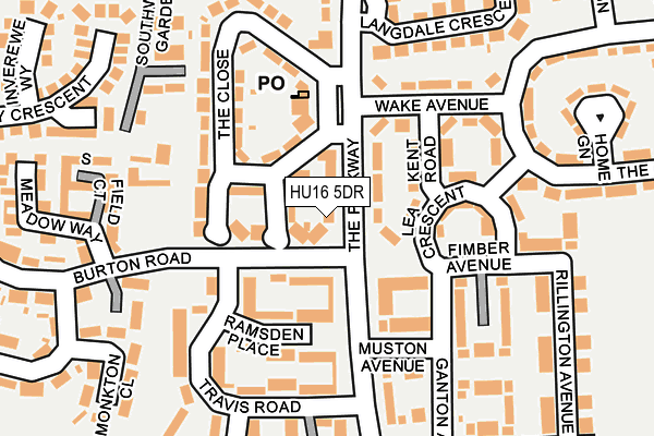 HU16 5DR map - OS OpenMap – Local (Ordnance Survey)