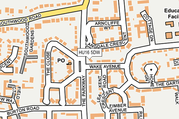 HU16 5DW map - OS OpenMap – Local (Ordnance Survey)