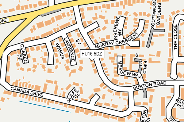 HU16 5DZ map - OS OpenMap – Local (Ordnance Survey)