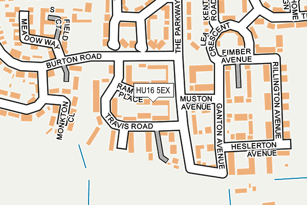 HU16 5EX map - OS OpenMap – Local (Ordnance Survey)