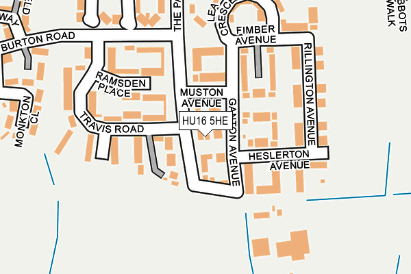 HU16 5HE map - OS OpenMap – Local (Ordnance Survey)