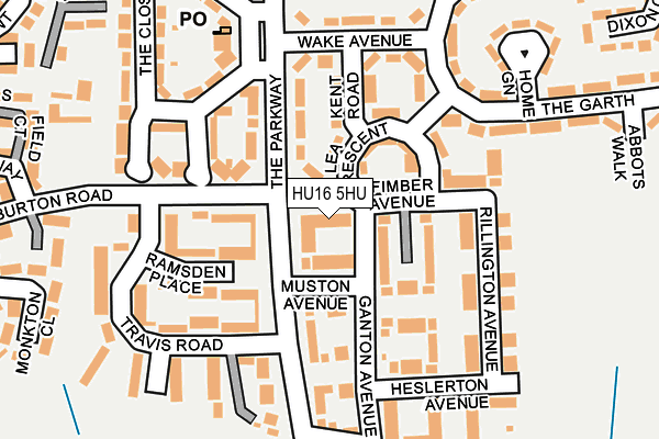 HU16 5HU map - OS OpenMap – Local (Ordnance Survey)