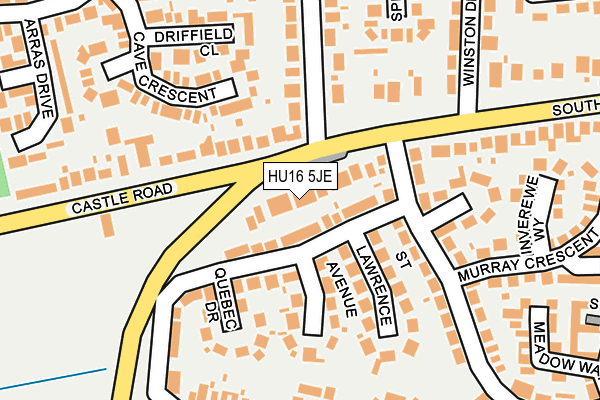 HU16 5JE map - OS OpenMap – Local (Ordnance Survey)