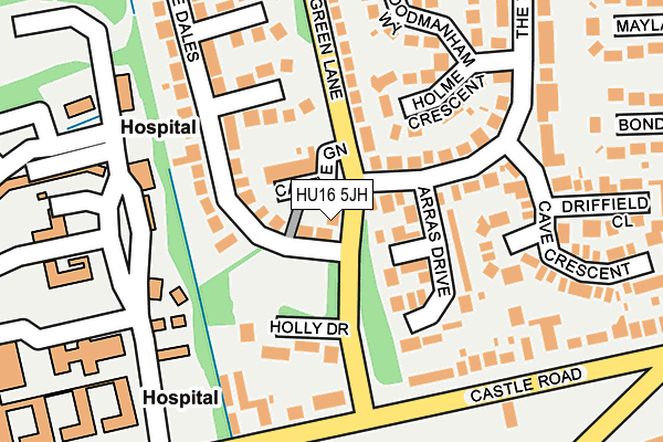 HU16 5JH map - OS OpenMap – Local (Ordnance Survey)
