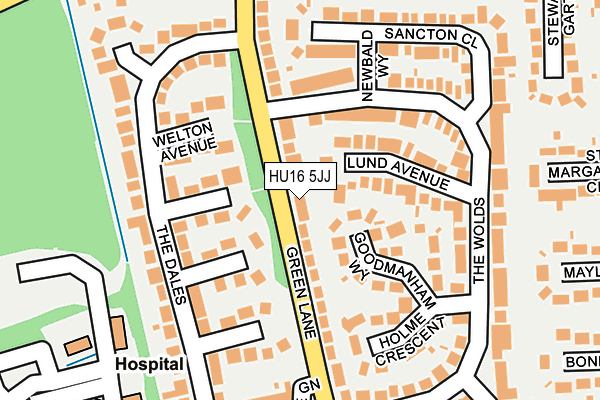 HU16 5JJ map - OS OpenMap – Local (Ordnance Survey)