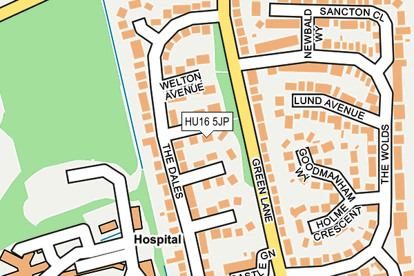 HU16 5JP map - OS OpenMap – Local (Ordnance Survey)