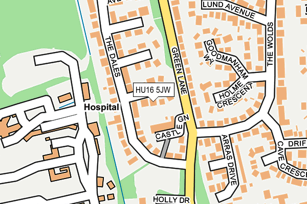 HU16 5JW map - OS OpenMap – Local (Ordnance Survey)