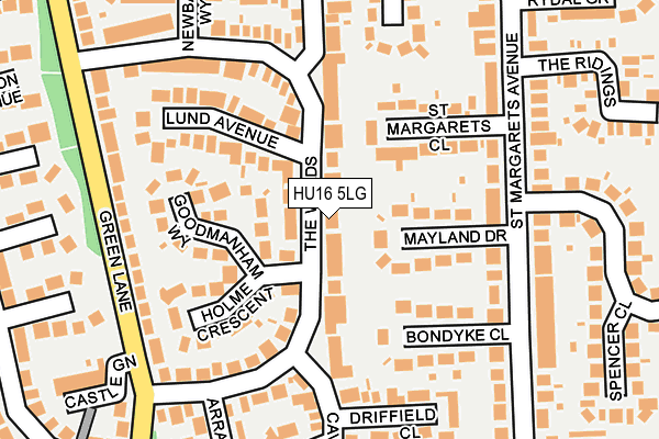 HU16 5LG map - OS OpenMap – Local (Ordnance Survey)