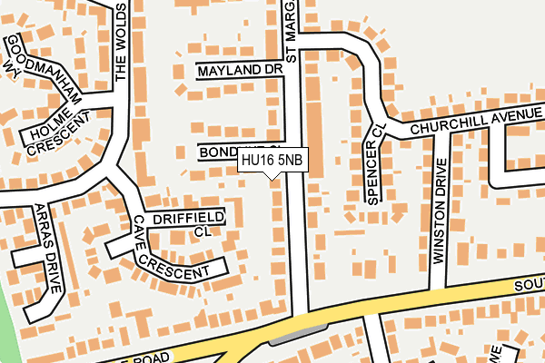 HU16 5NB map - OS OpenMap – Local (Ordnance Survey)