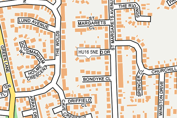 HU16 5NE map - OS OpenMap – Local (Ordnance Survey)