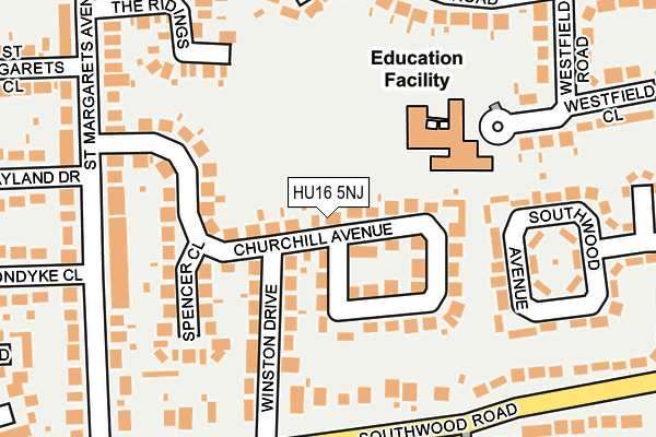 HU16 5NJ map - OS OpenMap – Local (Ordnance Survey)