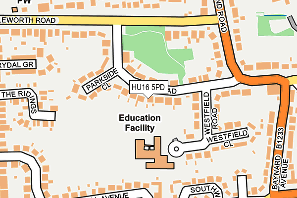 HU16 5PD map - OS OpenMap – Local (Ordnance Survey)