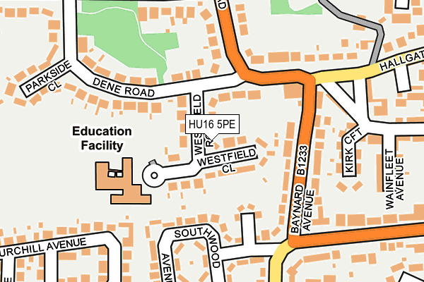 HU16 5PE map - OS OpenMap – Local (Ordnance Survey)