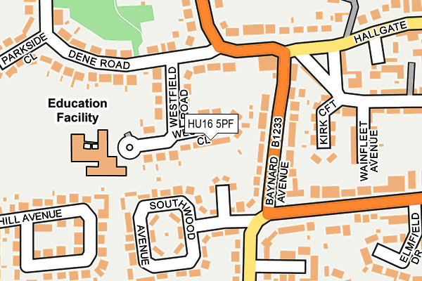 HU16 5PF map - OS OpenMap – Local (Ordnance Survey)