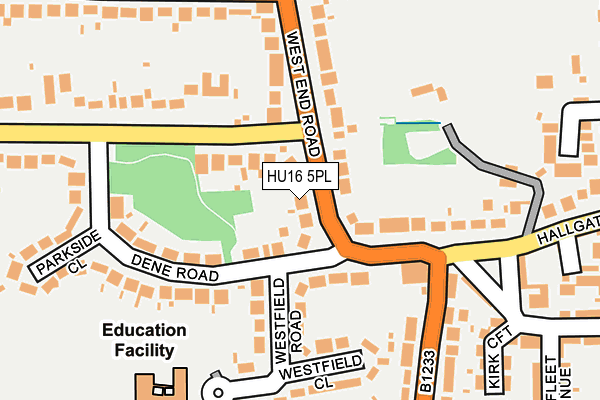 HU16 5PL map - OS OpenMap – Local (Ordnance Survey)