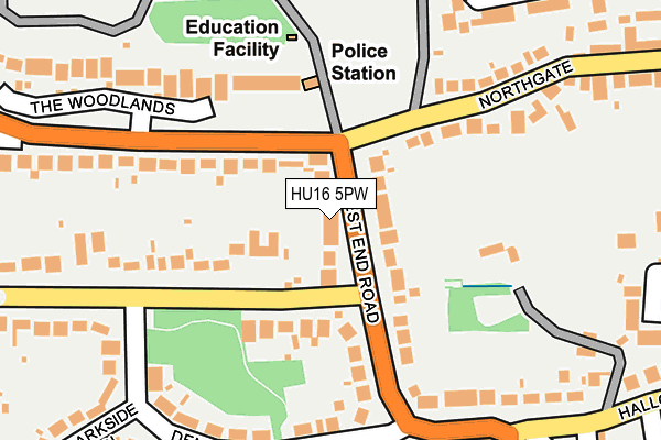 HU16 5PW map - OS OpenMap – Local (Ordnance Survey)