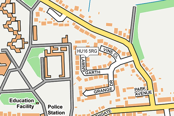 HU16 5RG map - OS OpenMap – Local (Ordnance Survey)
