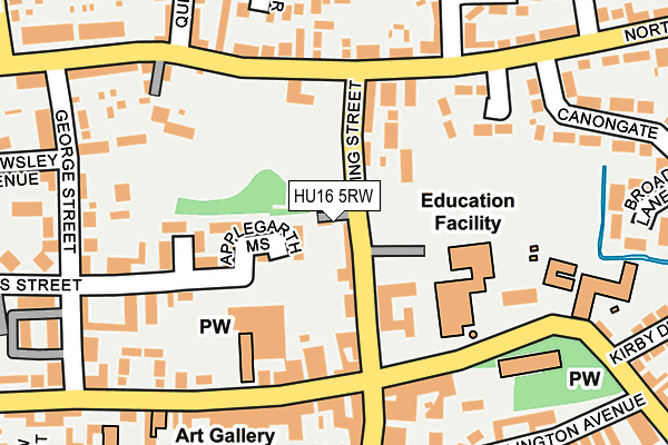 HU16 5RW map - OS OpenMap – Local (Ordnance Survey)