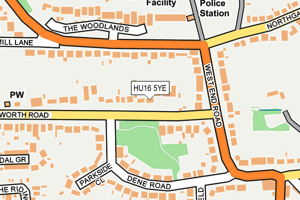 HU16 5YE map - OS OpenMap – Local (Ordnance Survey)