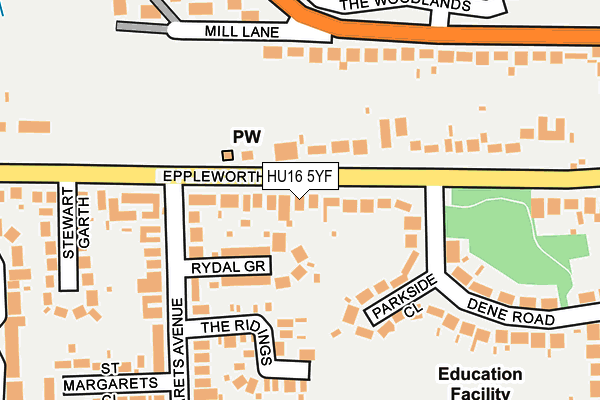 HU16 5YF map - OS OpenMap – Local (Ordnance Survey)