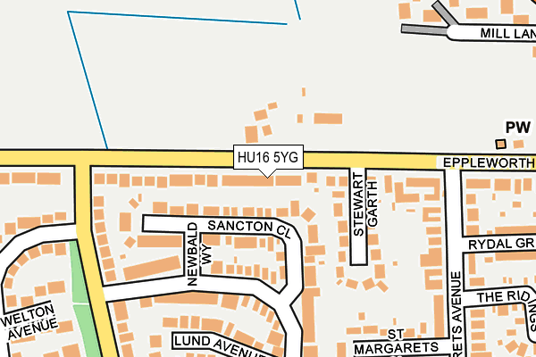 HU16 5YG map - OS OpenMap – Local (Ordnance Survey)