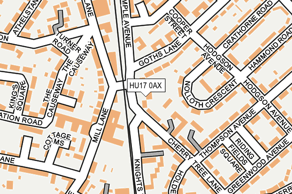 HU17 0AX map - OS OpenMap – Local (Ordnance Survey)