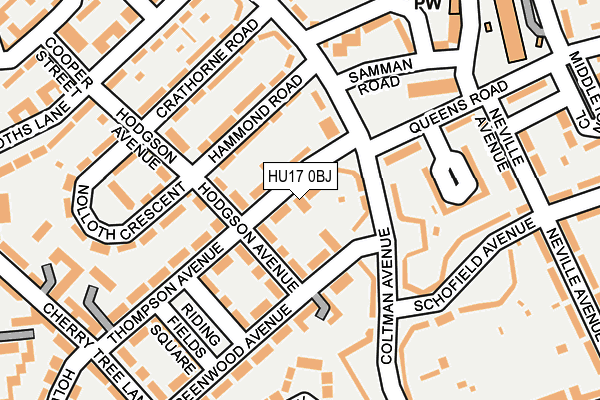 HU17 0BJ map - OS OpenMap – Local (Ordnance Survey)