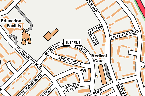 HU17 0BT map - OS OpenMap – Local (Ordnance Survey)