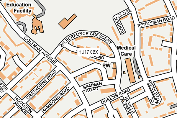 HU17 0BX map - OS OpenMap – Local (Ordnance Survey)