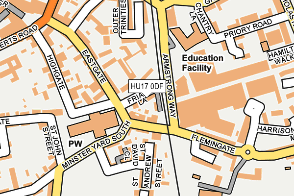 HU17 0DF map - OS OpenMap – Local (Ordnance Survey)