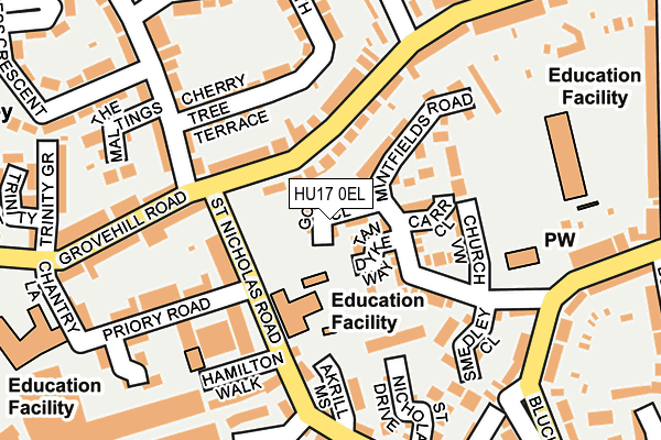 HU17 0EL map - OS OpenMap – Local (Ordnance Survey)